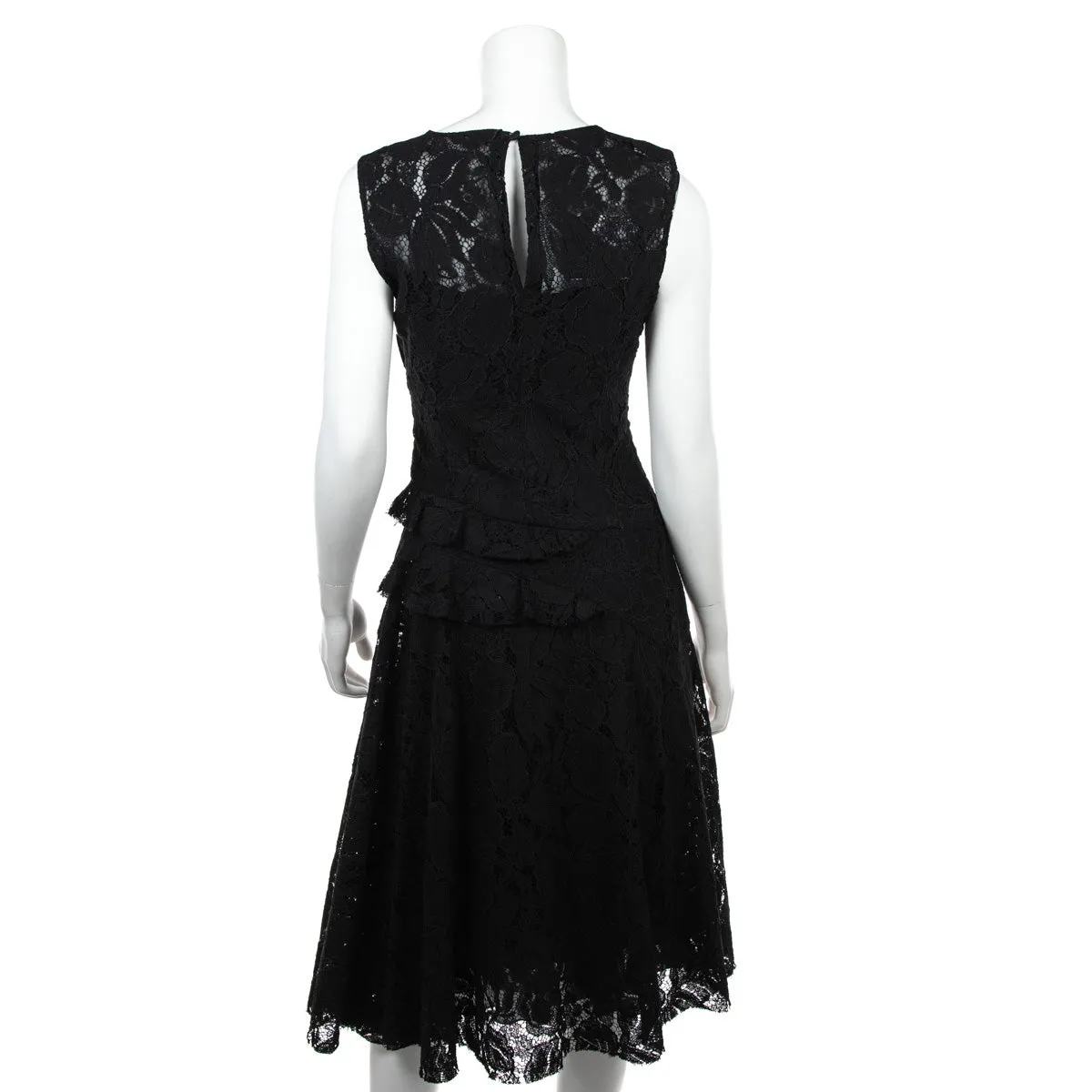 Oscar de la Renta Black Lace Sleeveless Midi Dress Size XXS | US 2