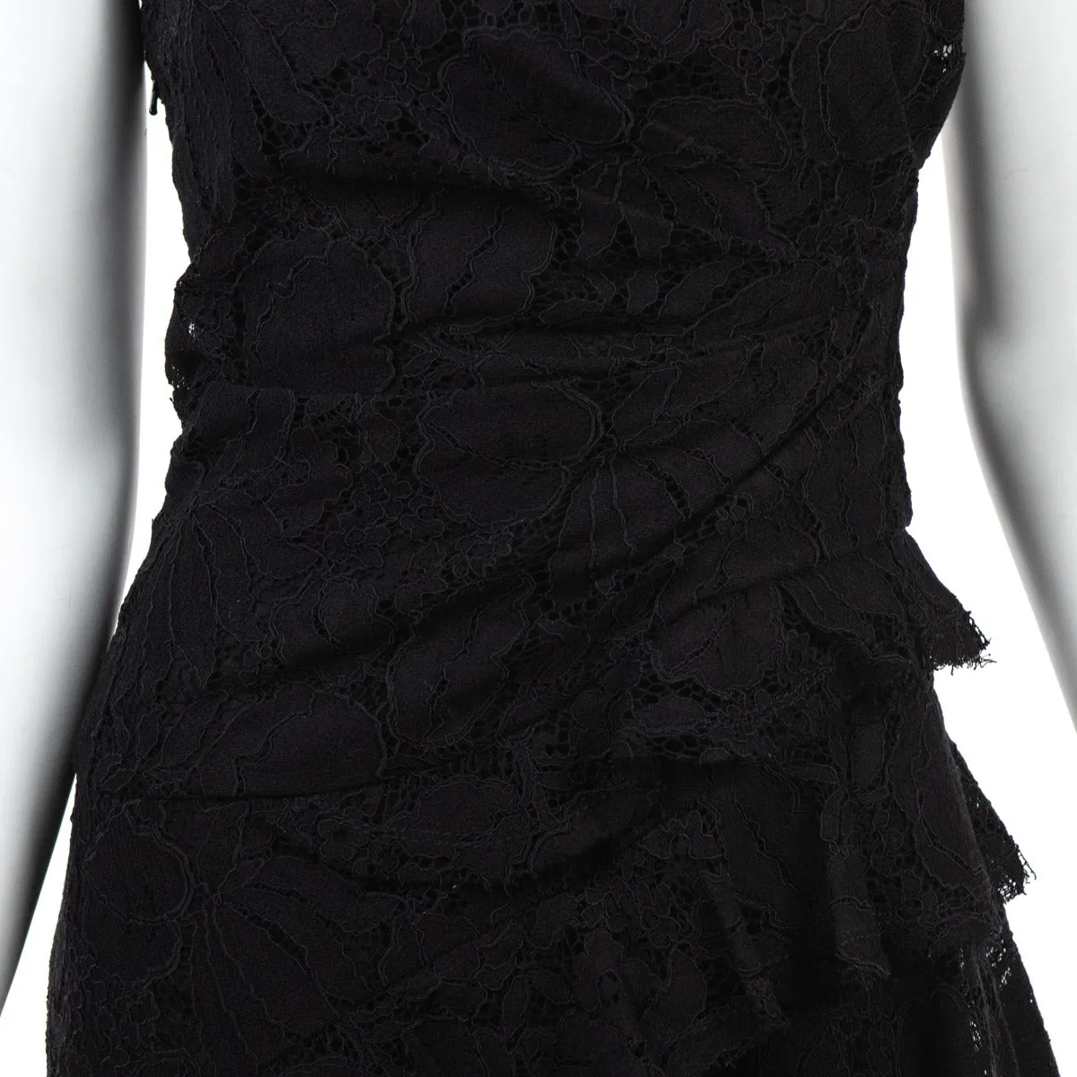 Oscar de la Renta Black Lace Sleeveless Midi Dress Size XXS | US 2