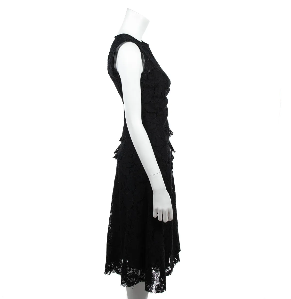 Oscar de la Renta Black Lace Sleeveless Midi Dress Size XXS | US 2