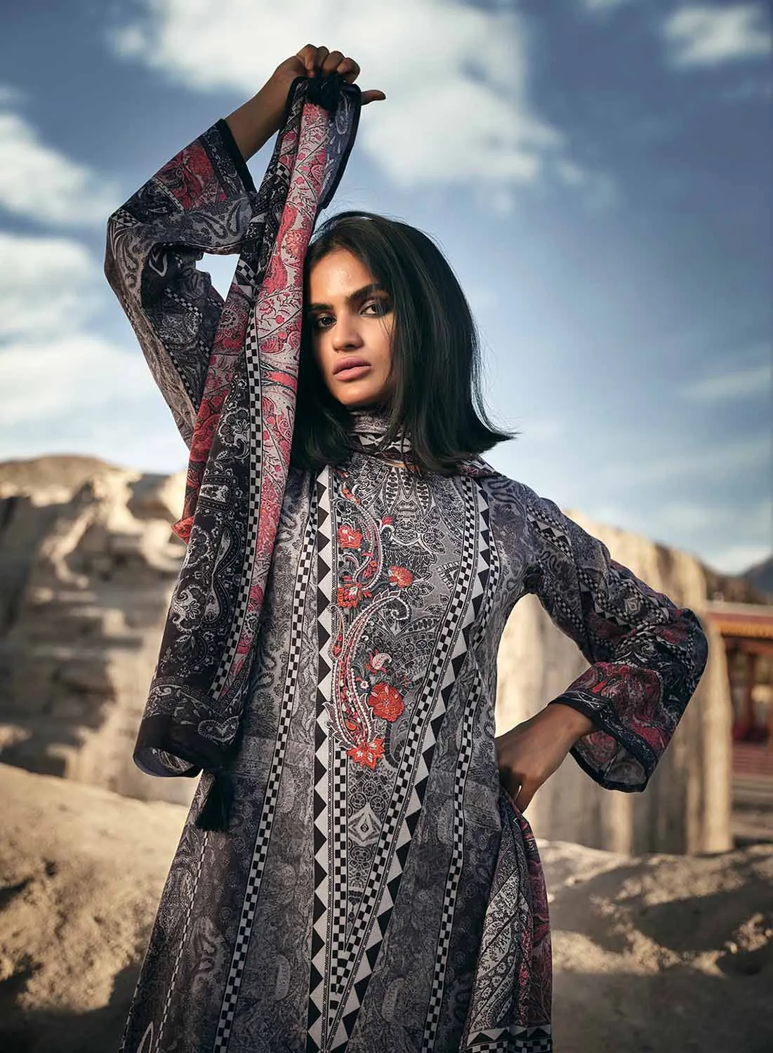 Pashmina Black Winter Salwar Suits Dress Material for Ladies