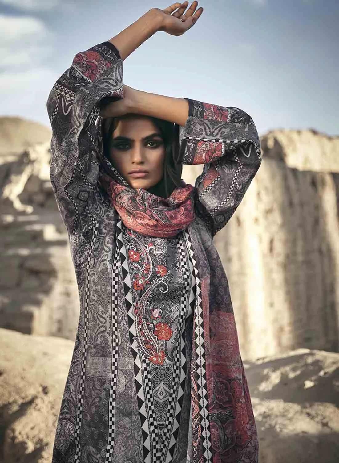 Pashmina Black Winter Salwar Suits Dress Material for Ladies