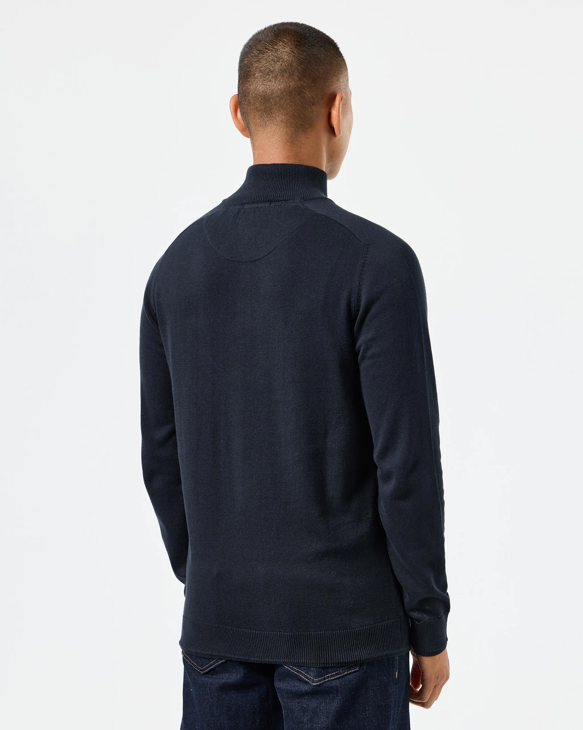 Pierre Knitted Quarter Zip Sweater Navy