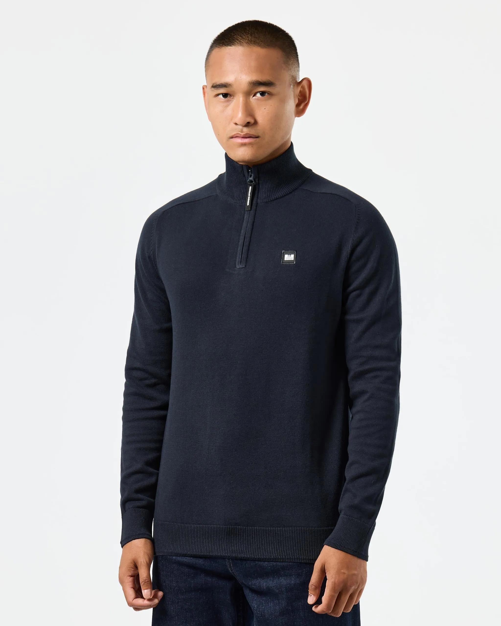 Pierre Knitted Quarter Zip Sweater Navy