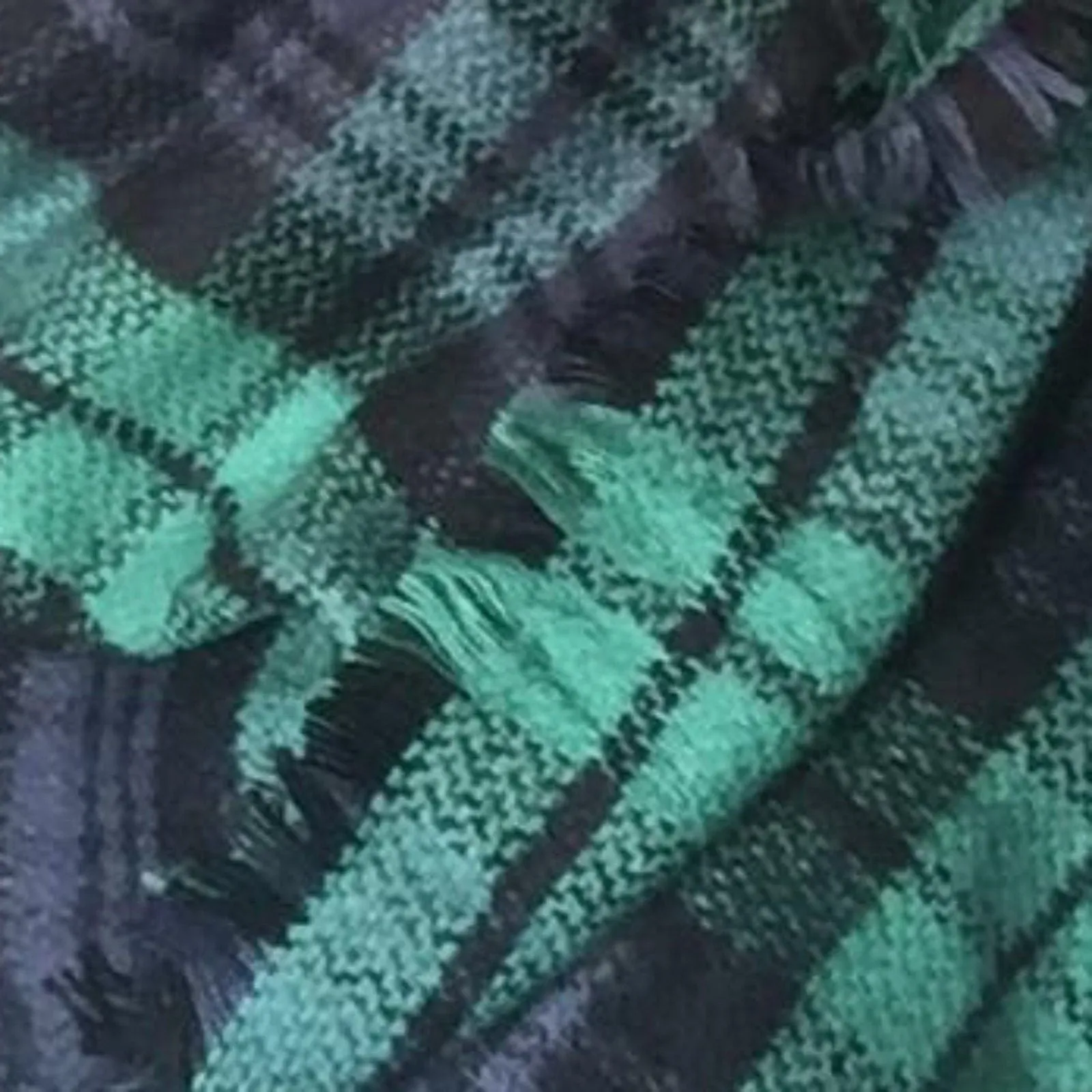 Plaid Blanket Scarf - Blue and Green