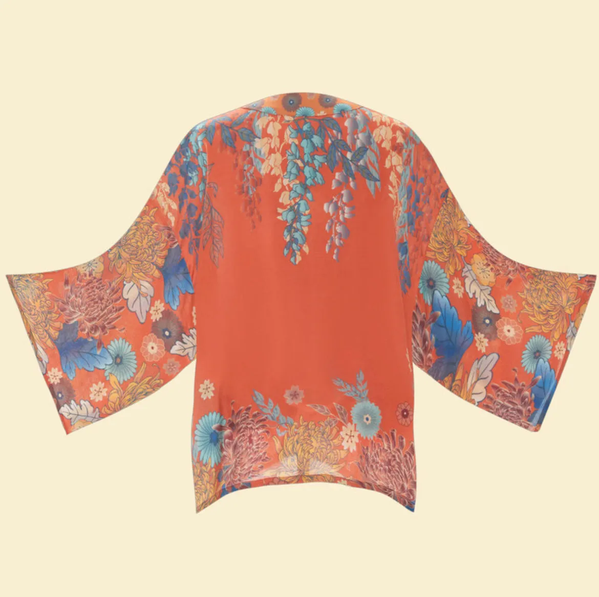 Powder Trailing Wisteria Kimono Jacket - Terracotta
