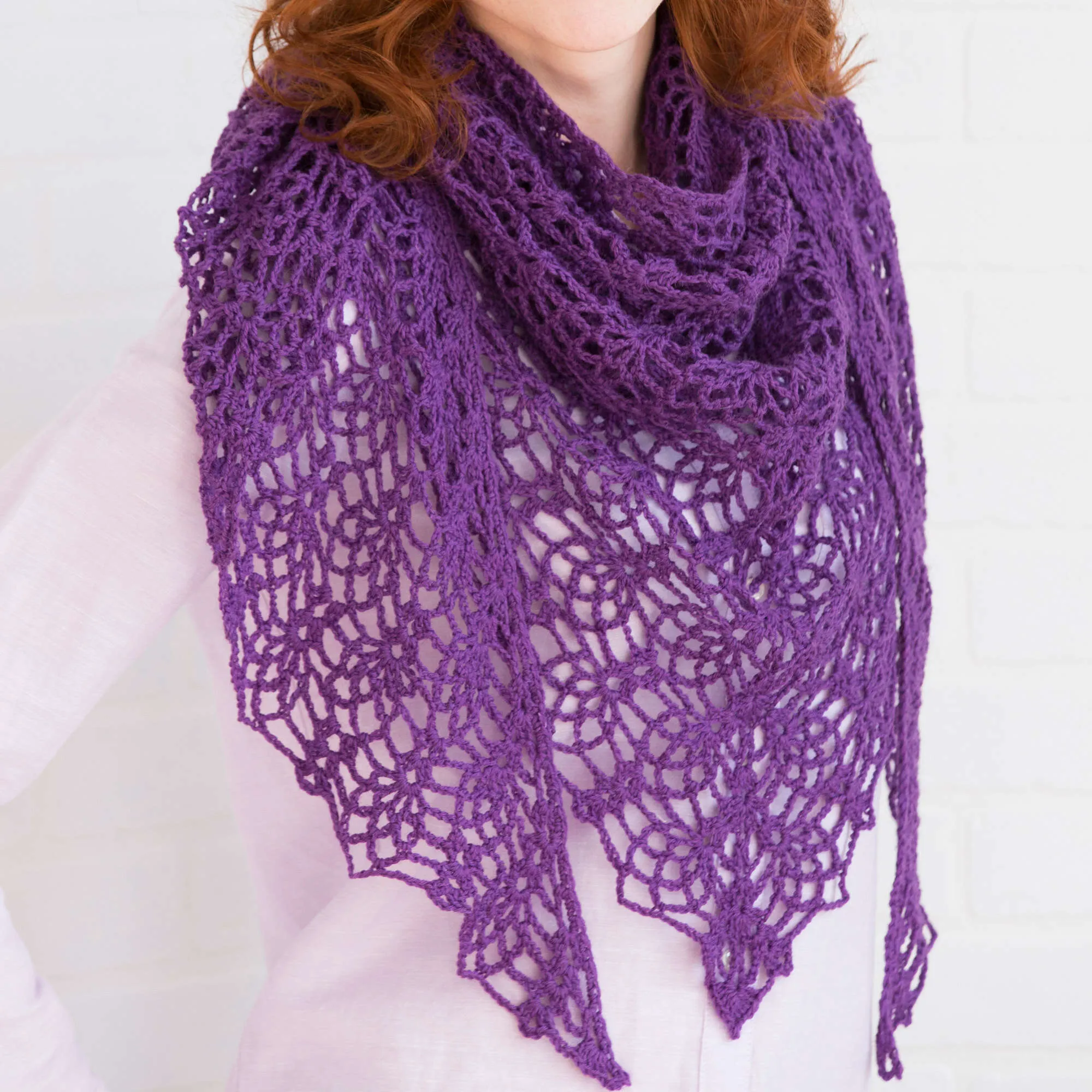 Red Heart Crochet Lacy Pineapple Shawl