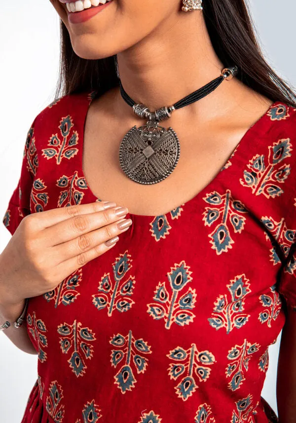 Tarita Hand Ajrakh Top with Dhoti Pant Fusion Set