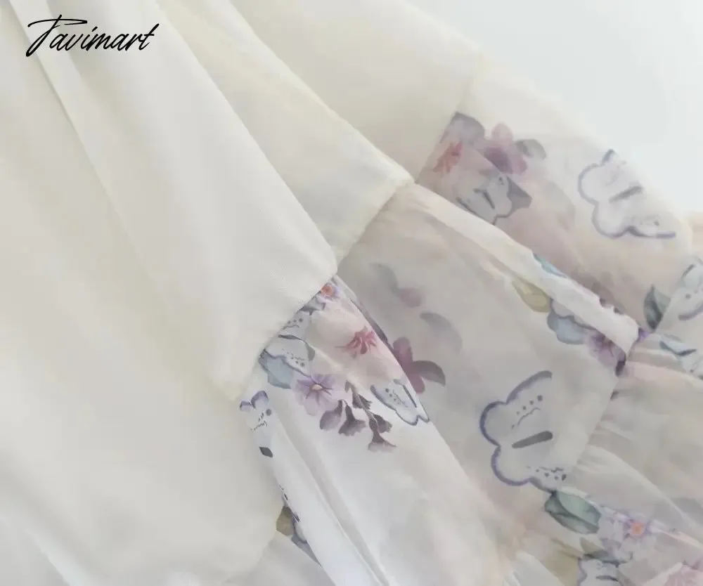 Tavimart Off Shoulder Sexy Elegant Party Dress Women Indie Folk Lavender Floral Print Dress