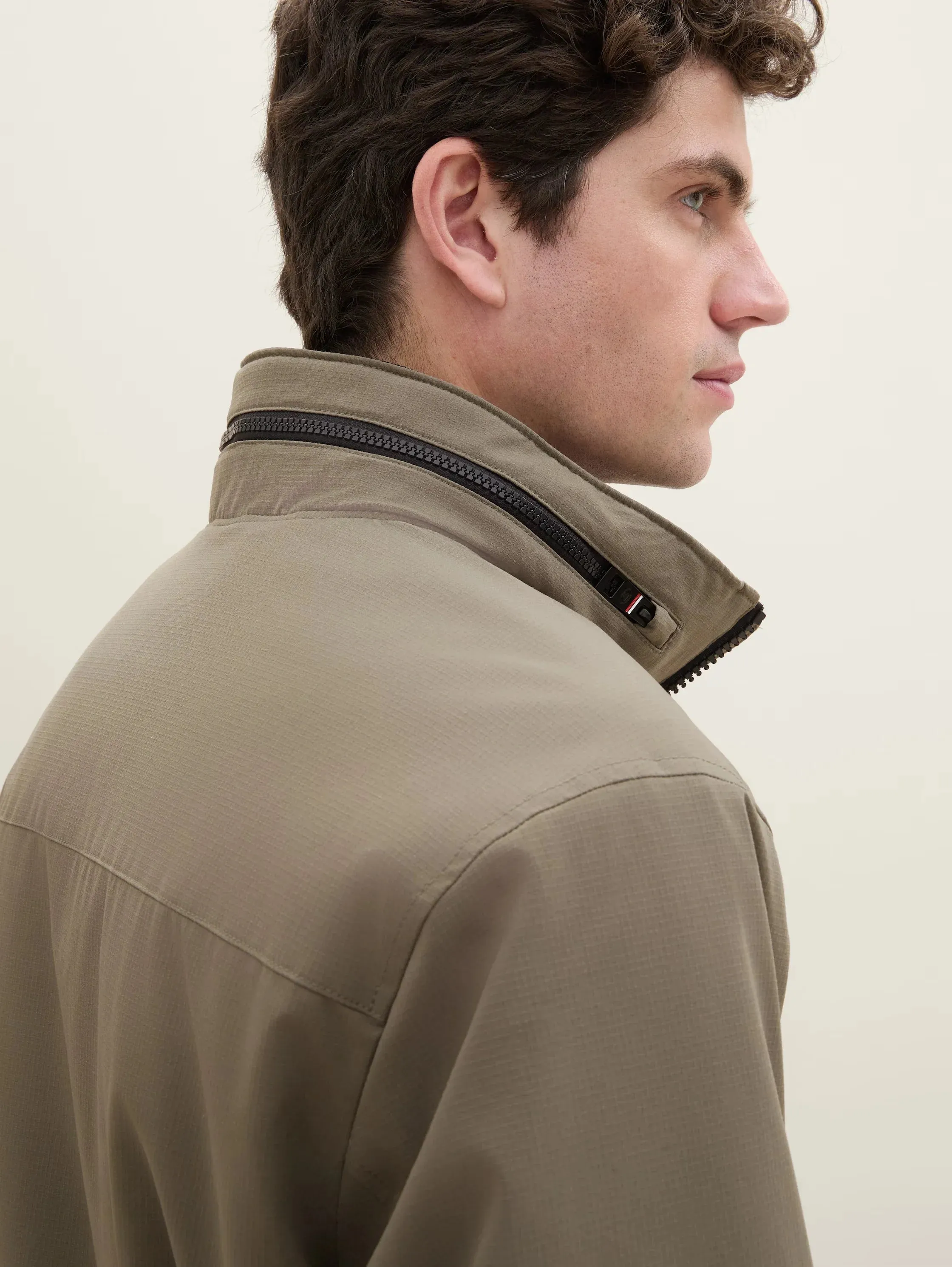 Tom Tailor Smokey Olive Green Jacket With A Detachable Hood