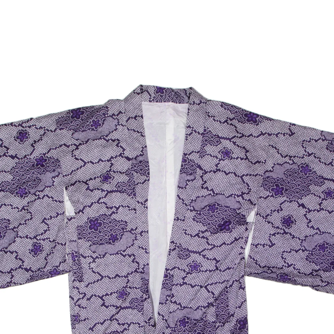 Traditional Japanese Kimono Womens Jacket Purple Crazy Pattern ONE SIZE