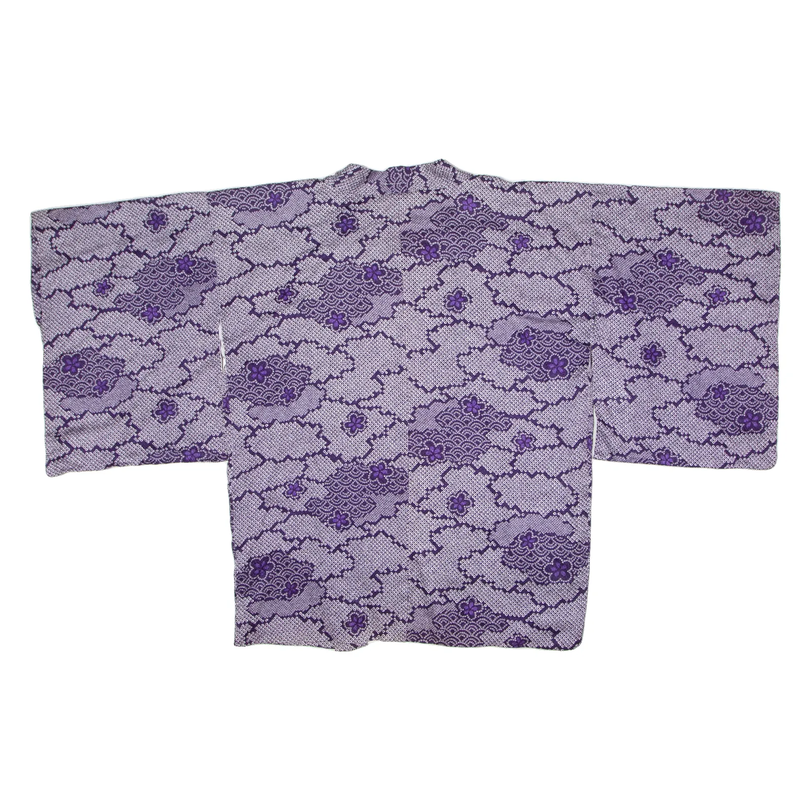 Traditional Japanese Kimono Womens Jacket Purple Crazy Pattern ONE SIZE