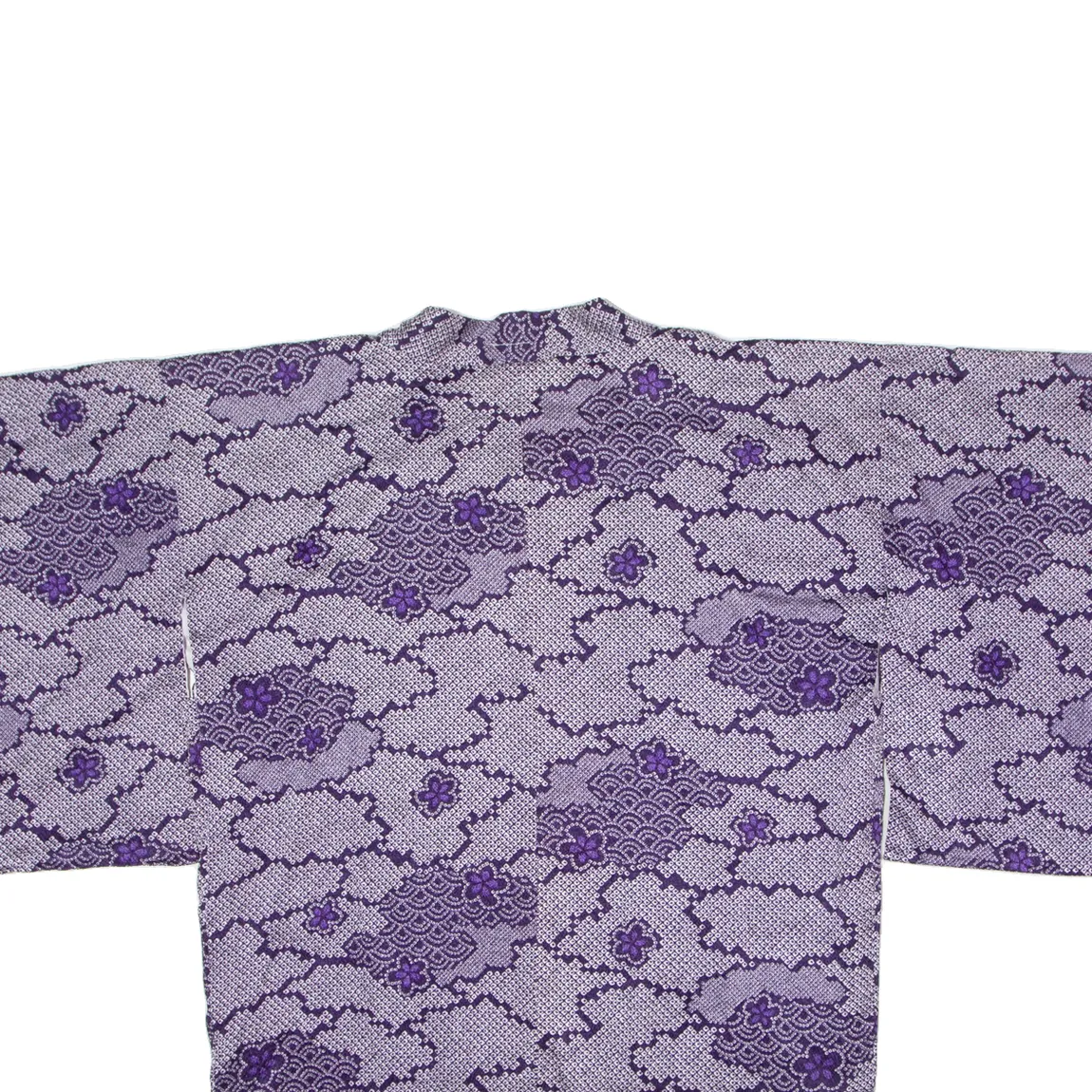 Traditional Japanese Kimono Womens Jacket Purple Crazy Pattern ONE SIZE