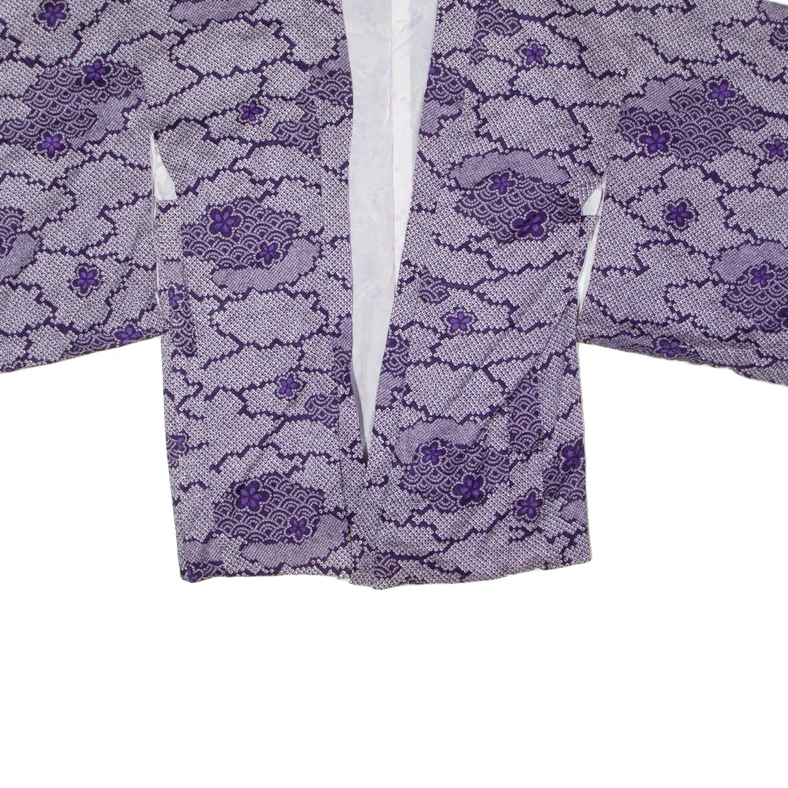 Traditional Japanese Kimono Womens Jacket Purple Crazy Pattern ONE SIZE