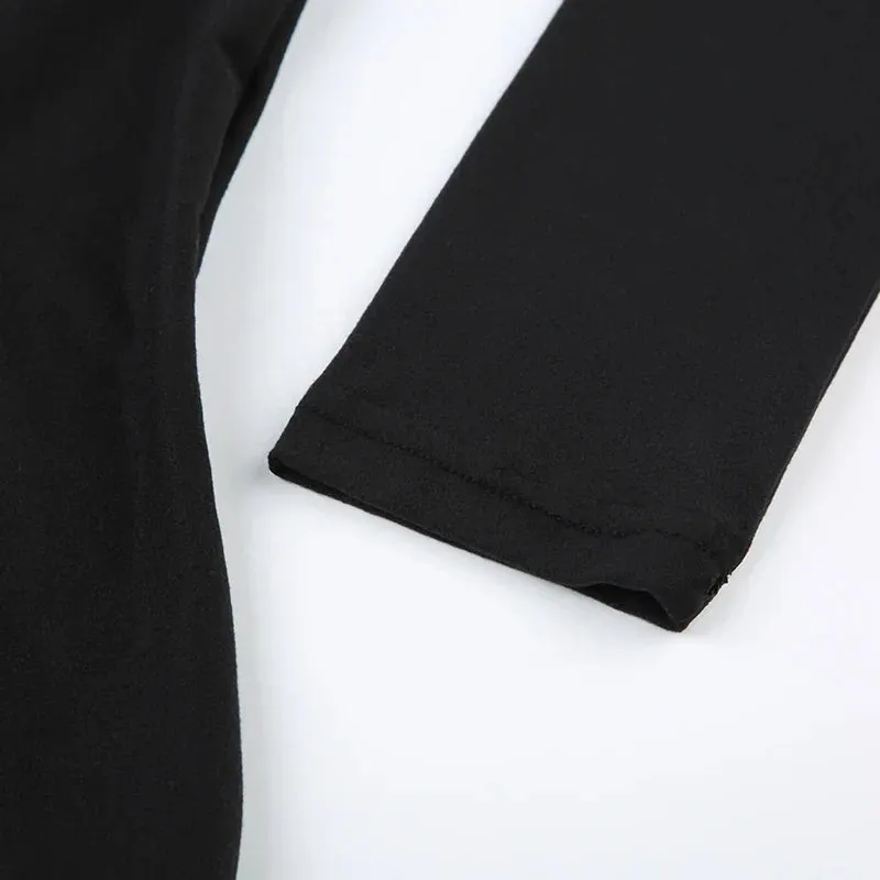 Uniwim Elegant Black Square Neck Sexy Side Slit Dress