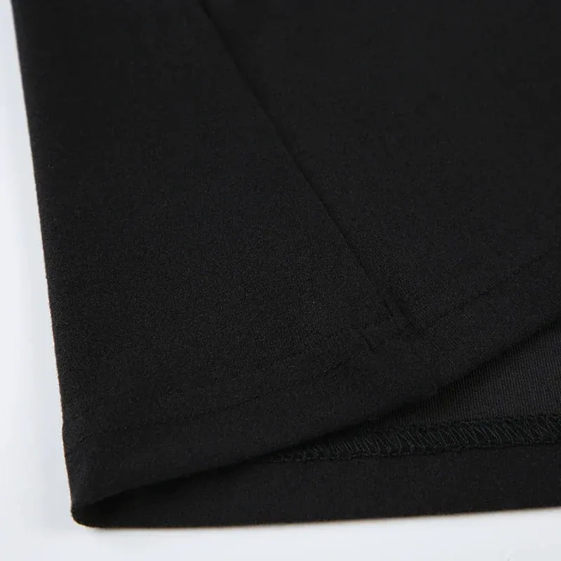 Uniwim Elegant Black Square Neck Sexy Side Slit Dress