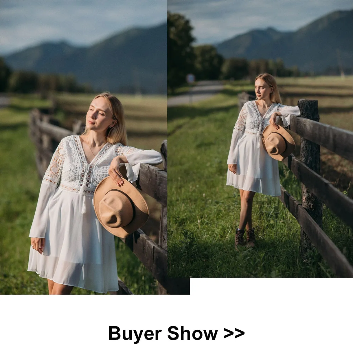 V-Neck Hollow Out Long Sleeve Mini Lace Dress Elegant White Boho Dress Casual Lace Vestido Robe Dress