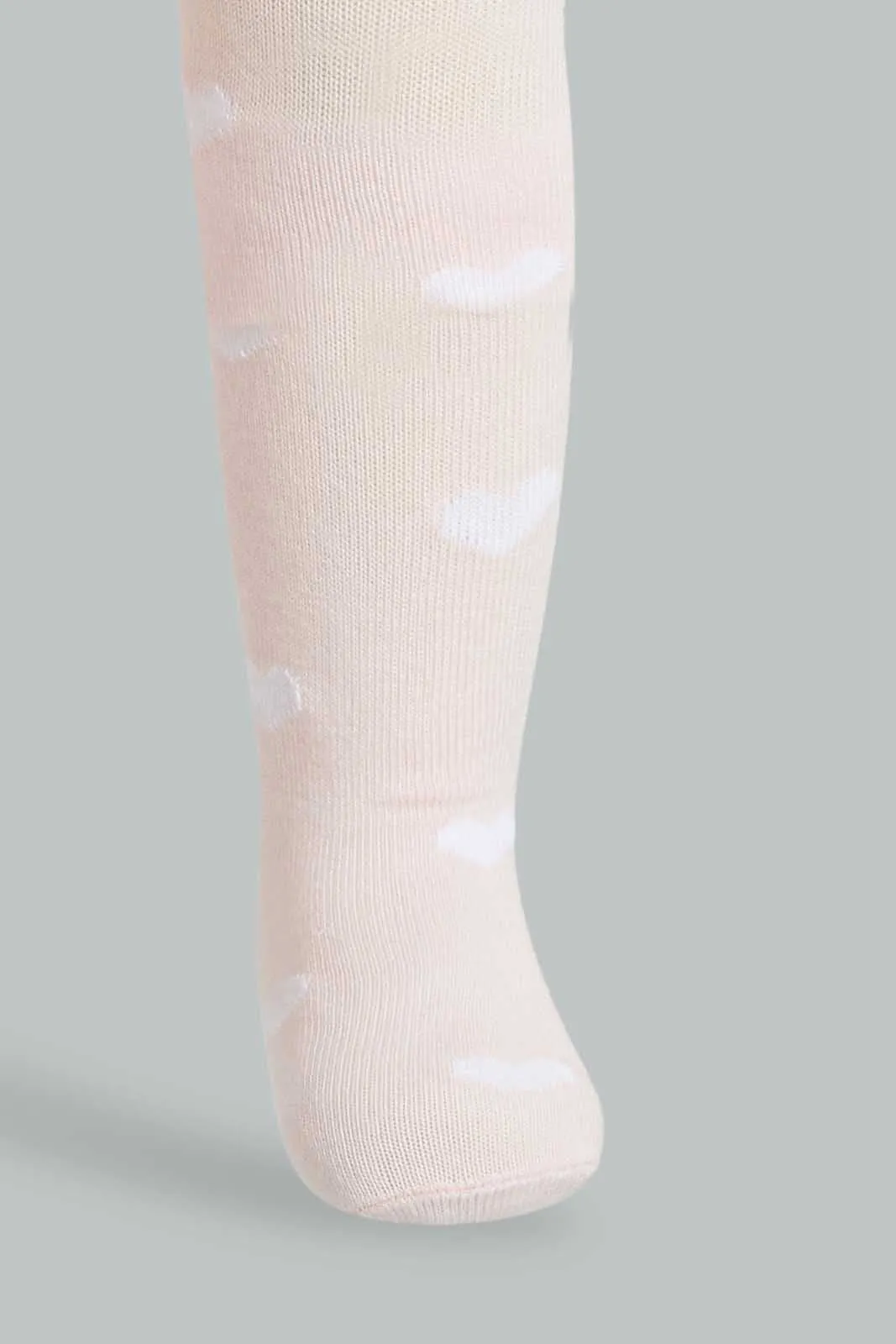 White And Pink Cloud Stockings for Baby Girls