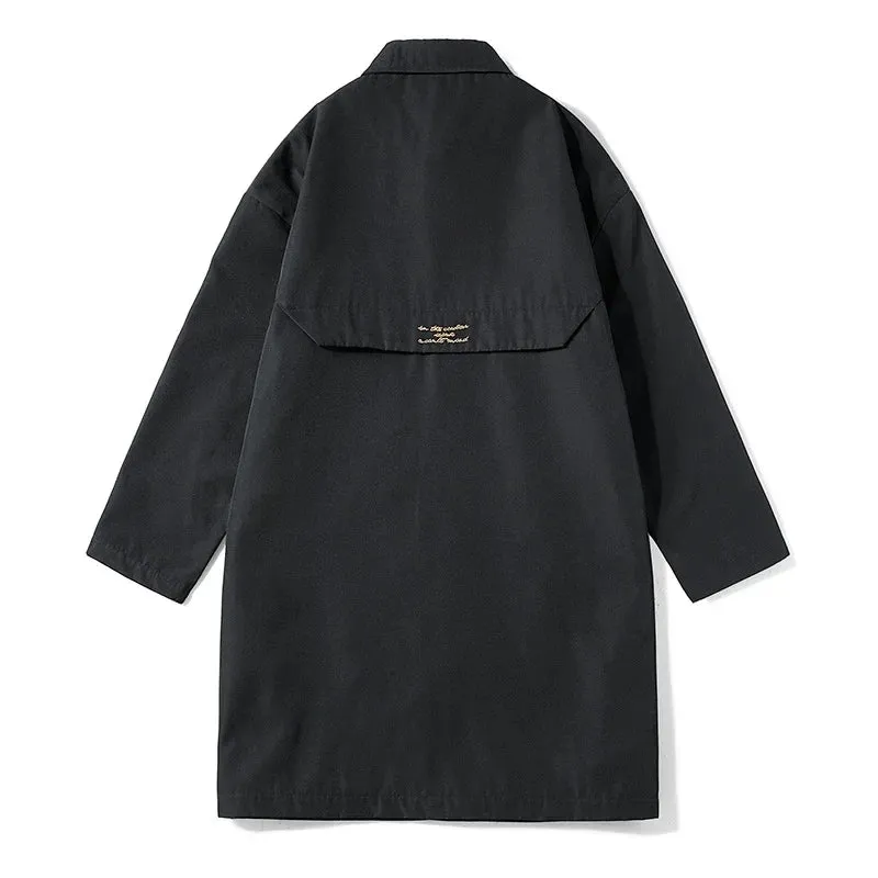 Wiaofellas  -  Spring Men Oversized Trench Coat Men Loose Fashion Casual Windbreaker Male Medium Length Korean Handsome Overcoat