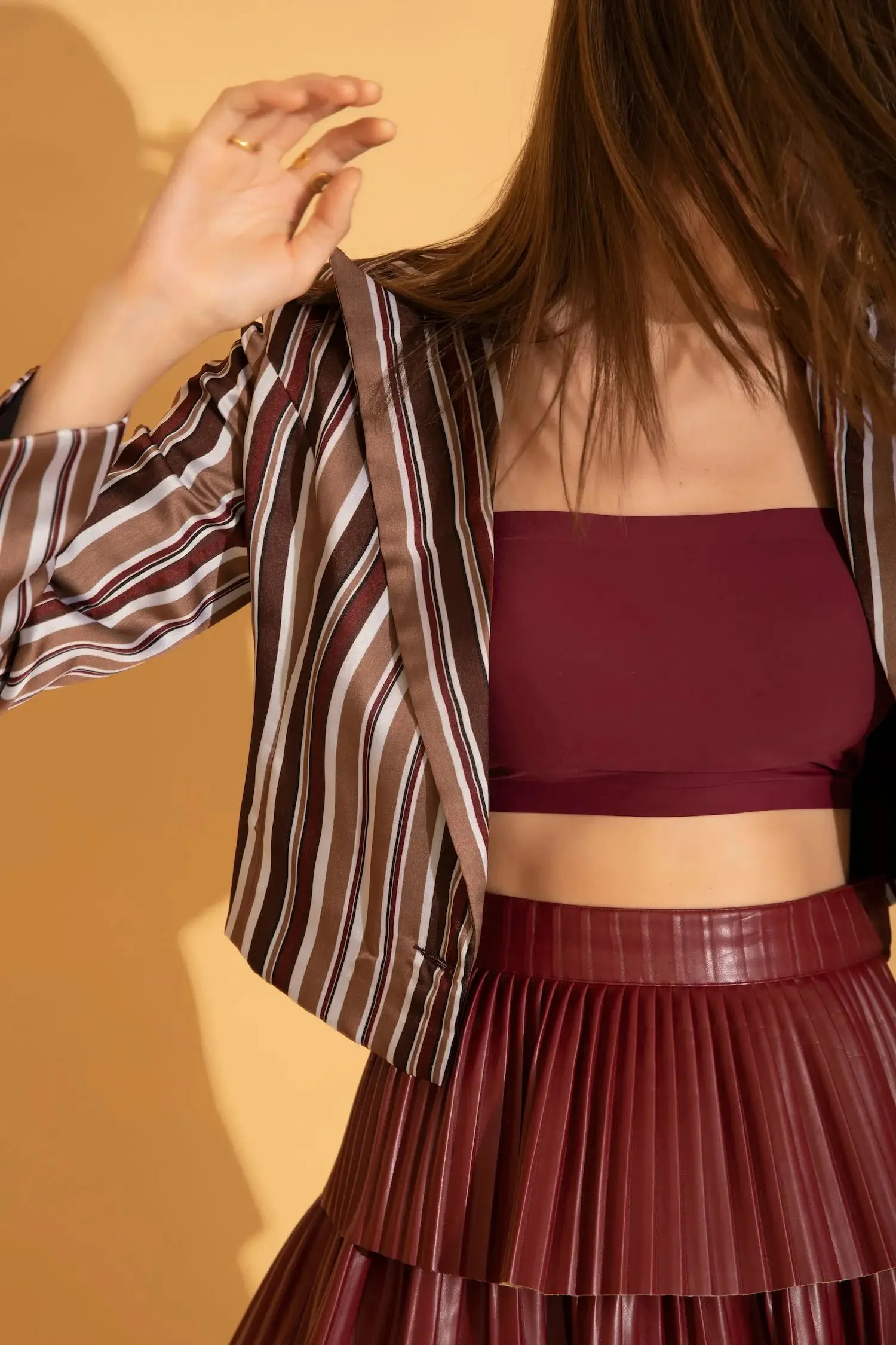 Wine Faux Leather Skirt