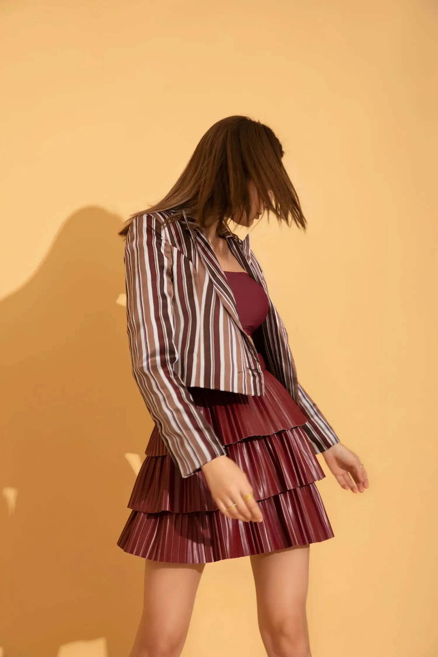 Wine Faux Leather Skirt