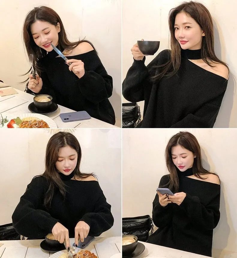 Winter Loose Autumn Elegant Knitted Warm Pullover Long Sleeve