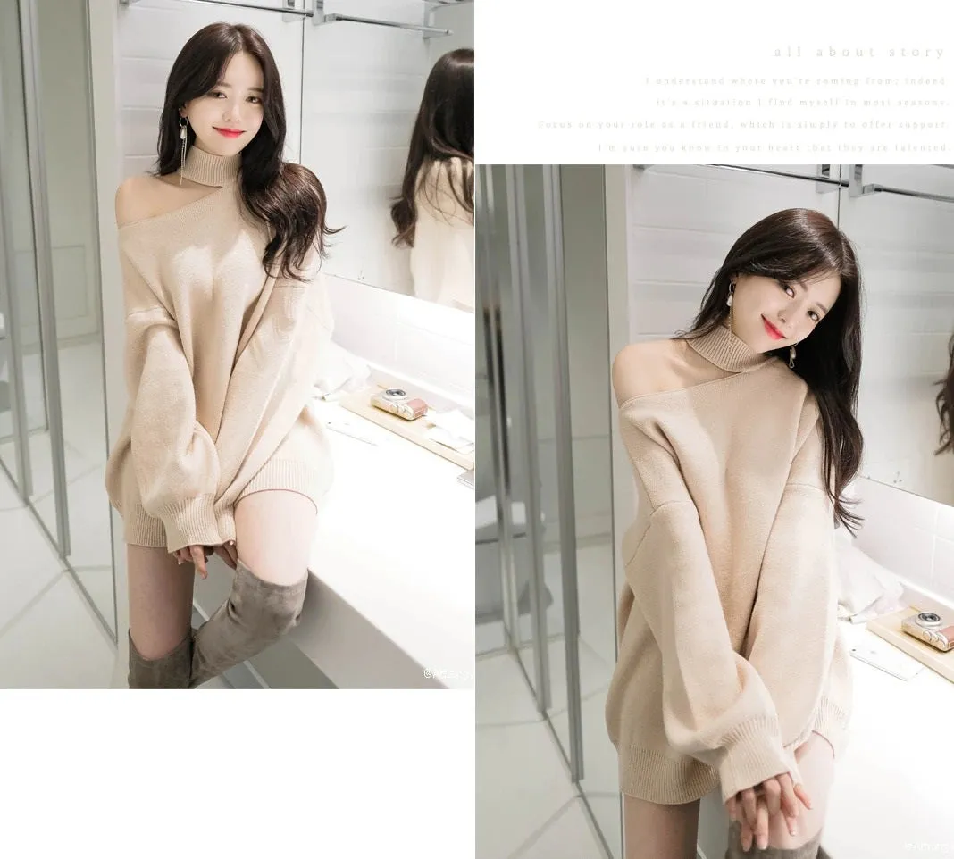 Winter Loose Autumn Elegant Knitted Warm Pullover Long Sleeve