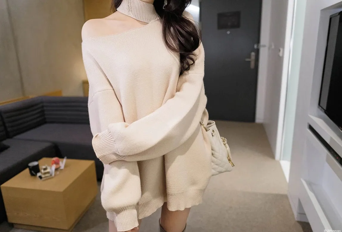 Winter Loose Autumn Elegant Knitted Warm Pullover Long Sleeve