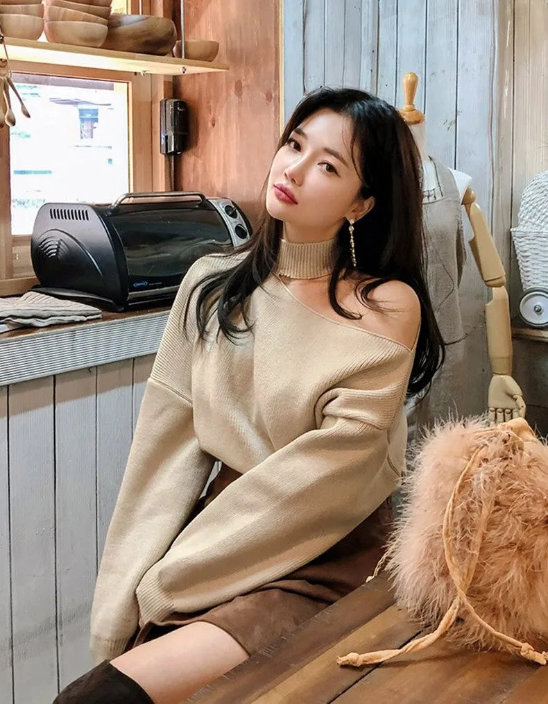 Winter Loose Autumn Elegant Knitted Warm Pullover Long Sleeve