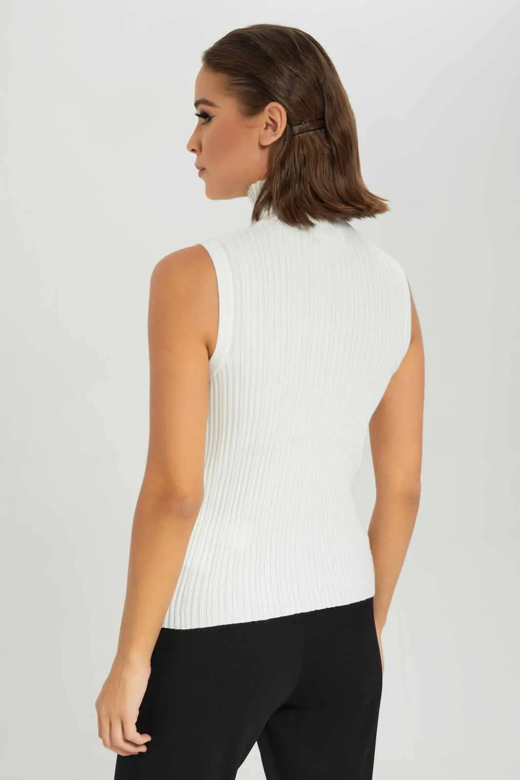 Women White And Black Pullover