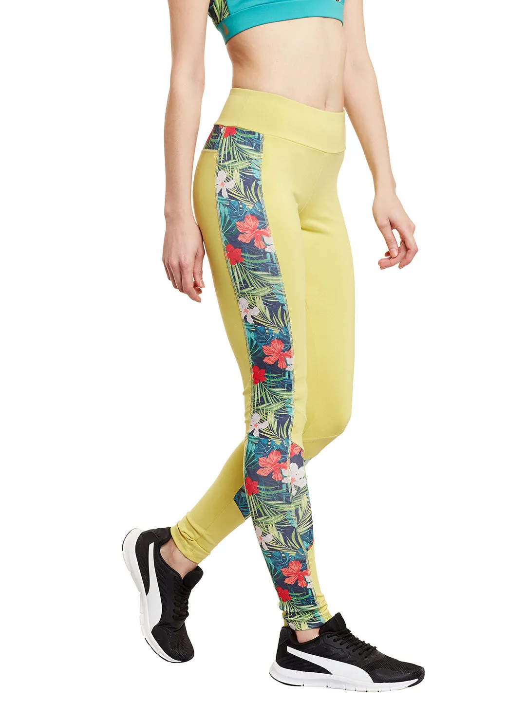 Women Yellow Solid Legging