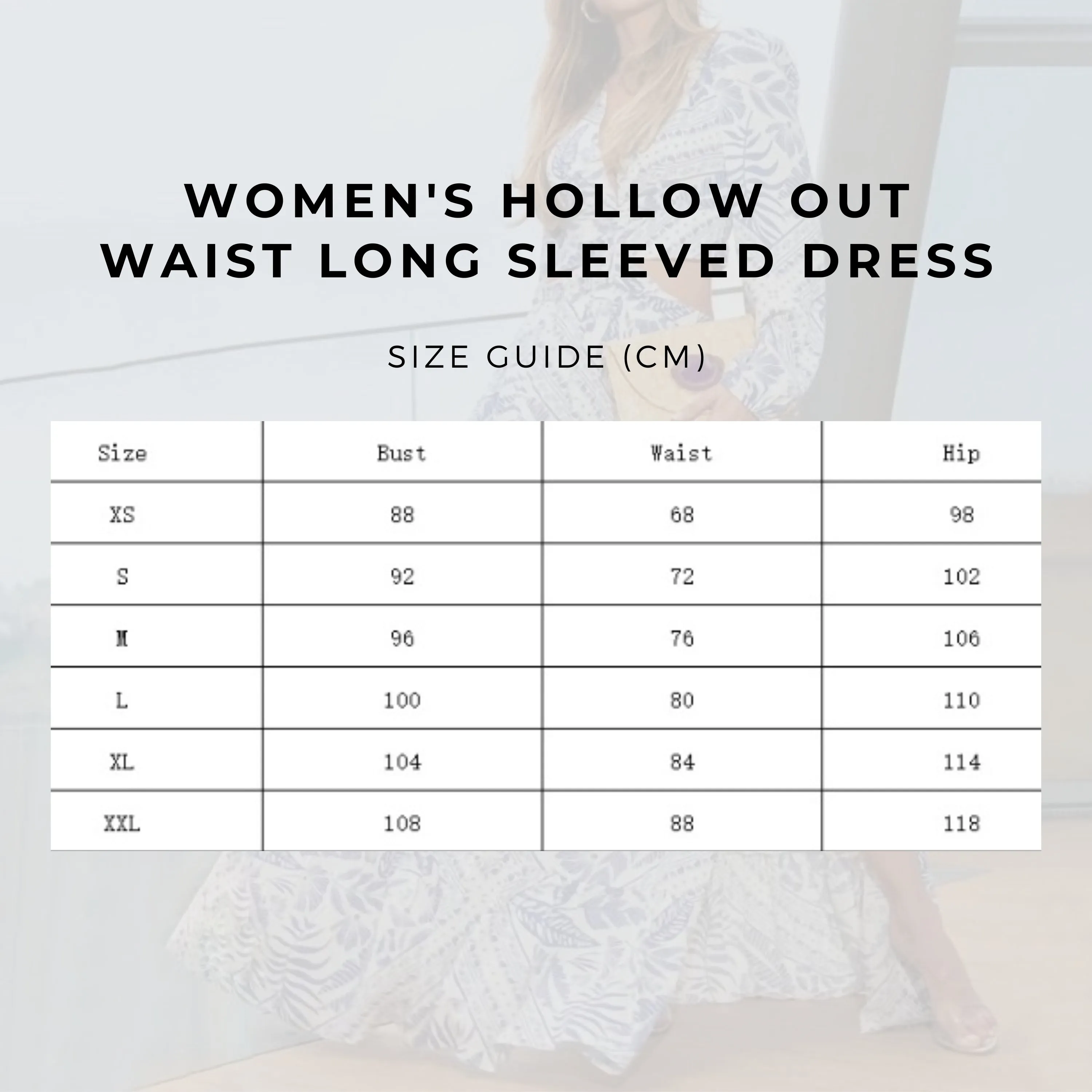 Women's Hollow Out Waist Long Sleeved Dress