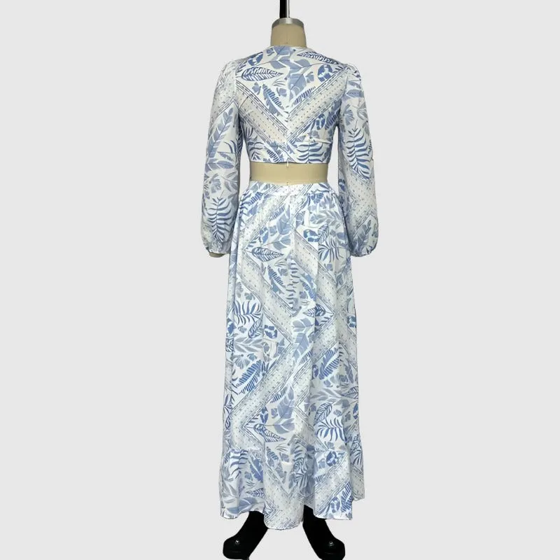 Women's Hollow Out Waist Long Sleeved Dress